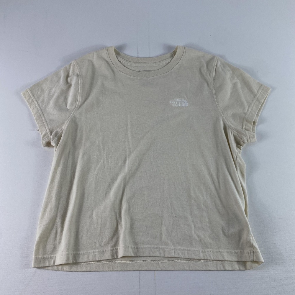 North Face Shirt Womens XL Beige Cream Short Sleeve Crewneck Embroidered Outdoor